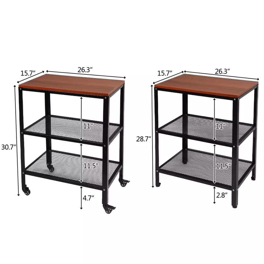 3-Tier Kitchen Microwave Cart Standing Bakers Rack Storage Cart