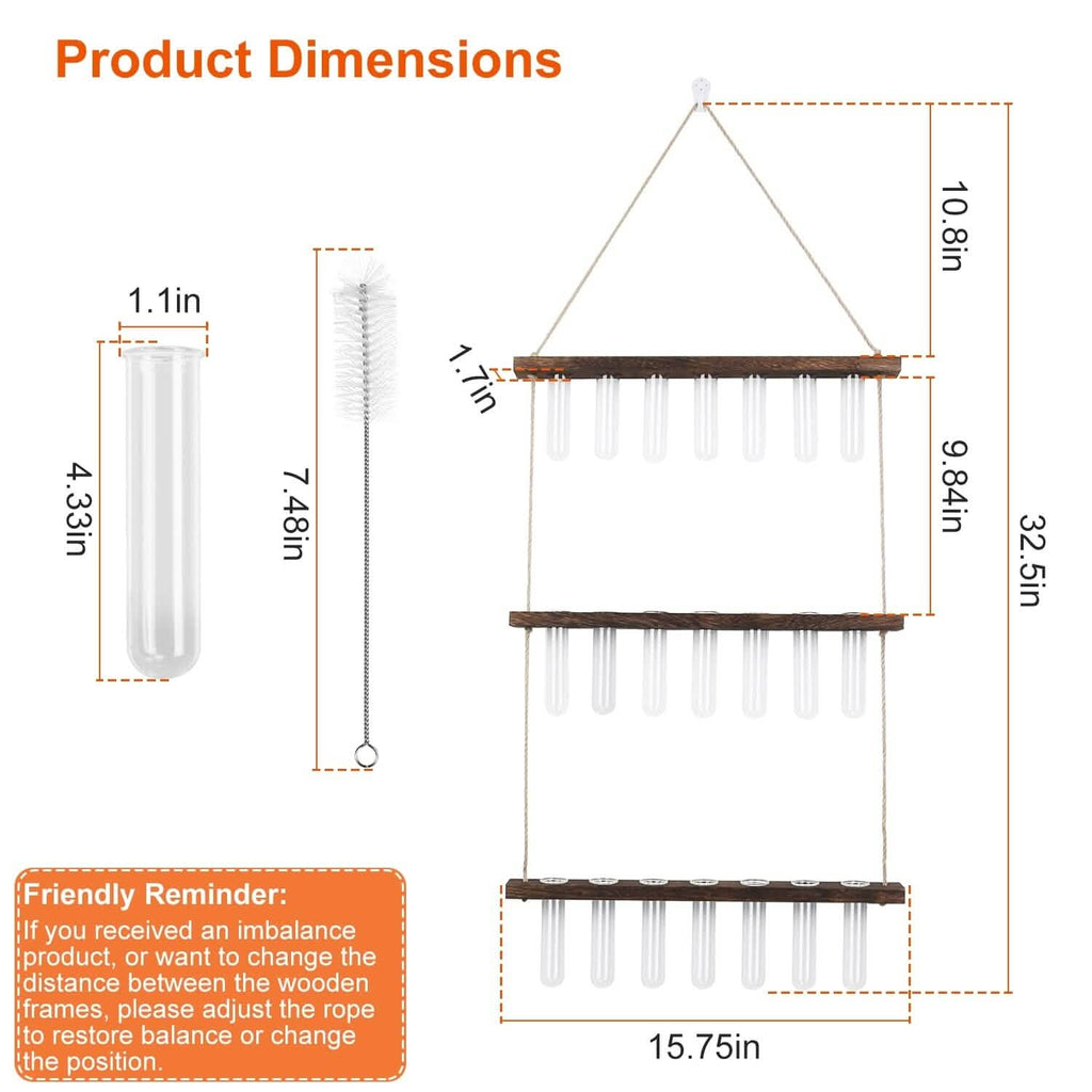 3-Tier Wall Hanging Glass Tube Planter