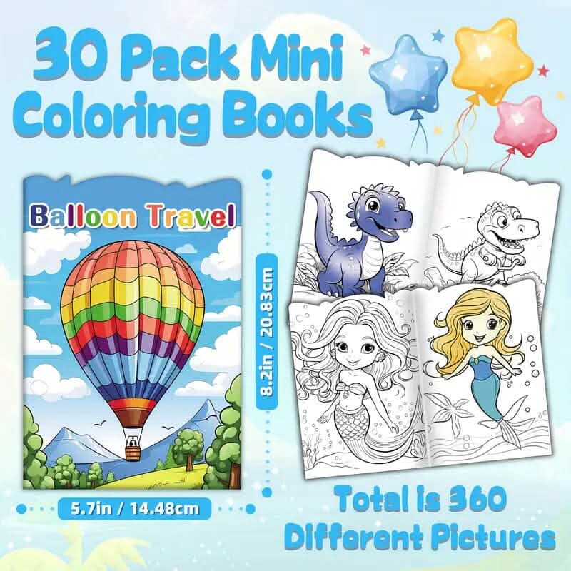 30-Pack: Children's Mini Coloring Book Set