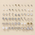 30-Pairs: Alloy Full Rhinestones Love Round Faux Pearl Letter Stud Earrings Set