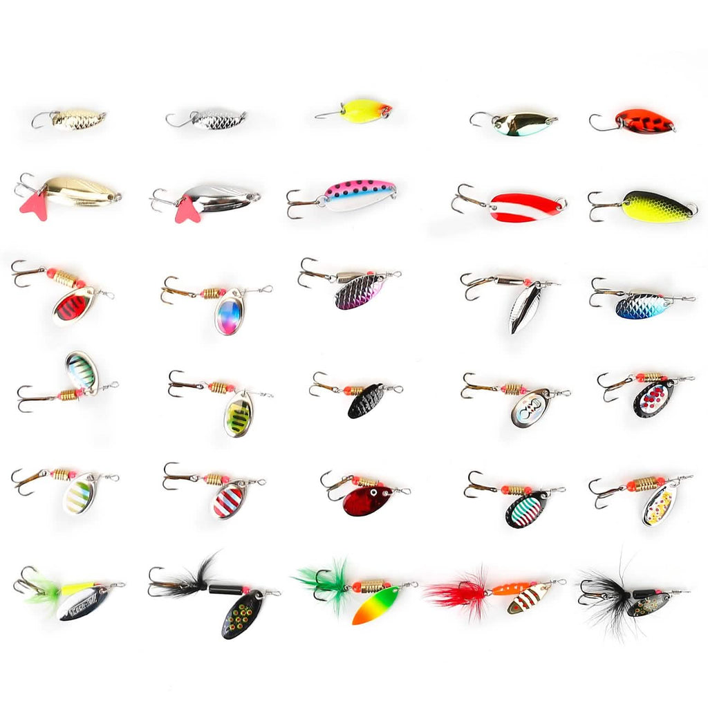 Lot de 30 leurres de pêche métalliques cuillère