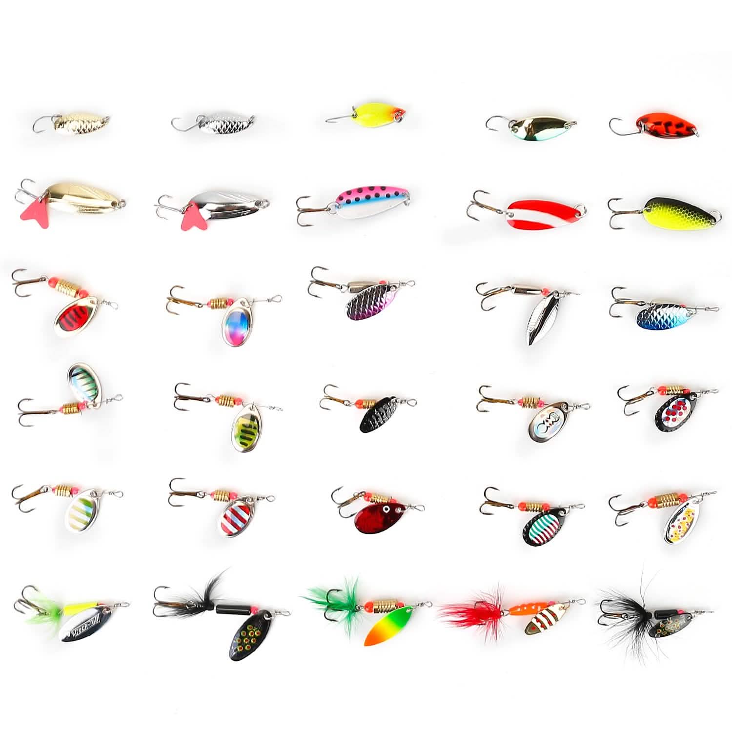 Lot de 30 leurres de pêche métalliques cuillère