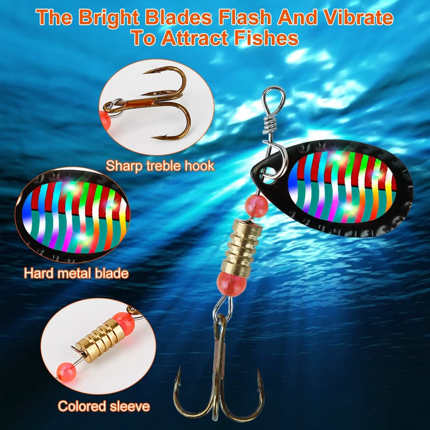 Lot de 30 leurres de pêche métalliques cuillère