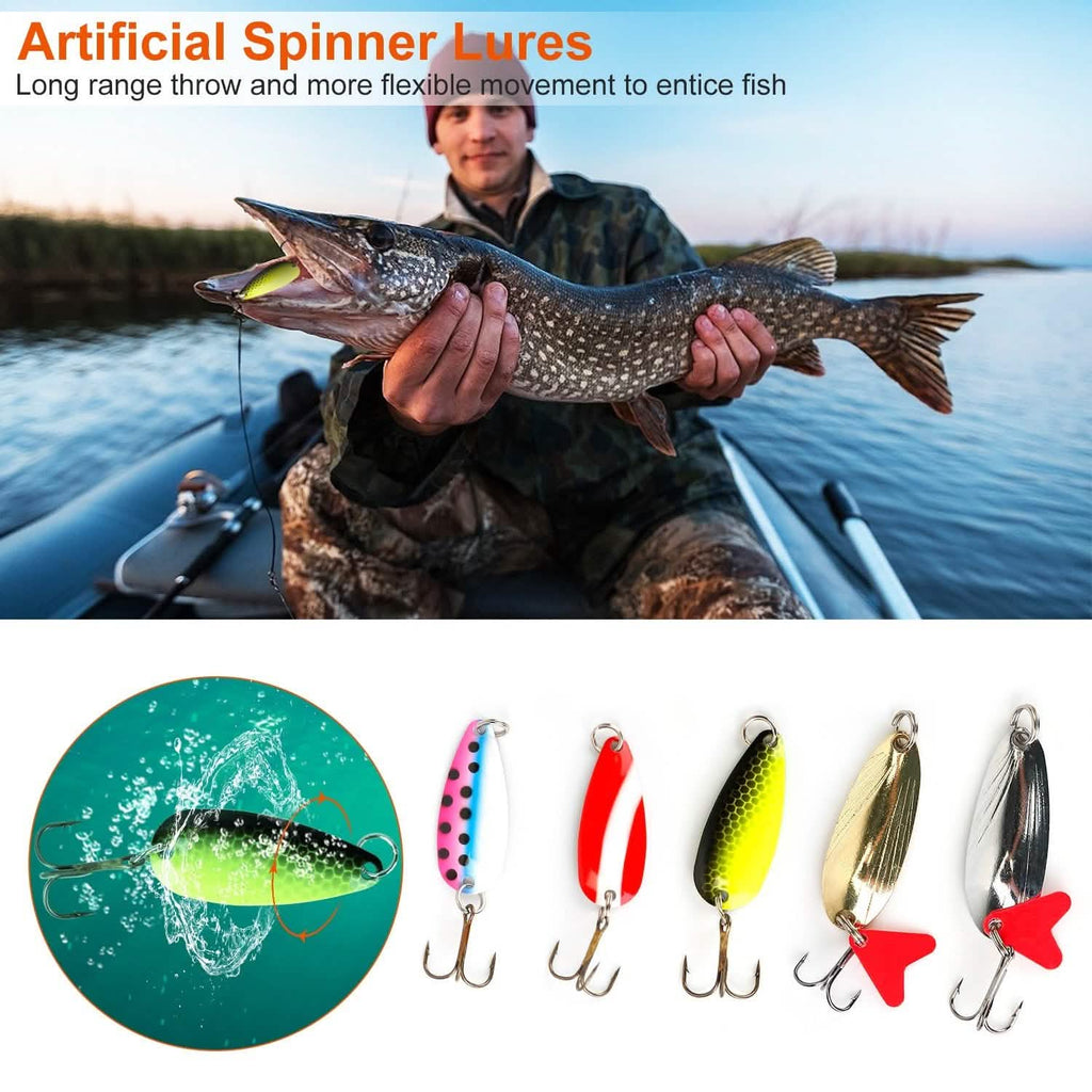 Lot de 30 leurres de pêche métalliques cuillère