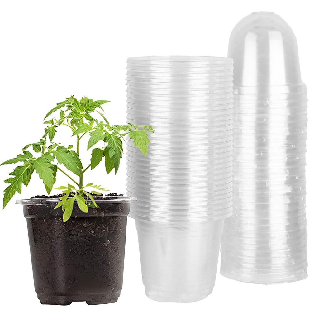 30個セット：植物育苗ポットPET花の種まき用ポットドーム排水穴付き