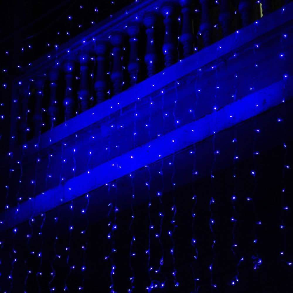 300個LEDブルーフェアリーカーテンライト コントローラー付き