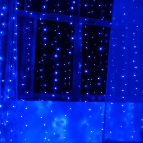 300個LEDブルーフェアリーカーテンライト コントローラー付き