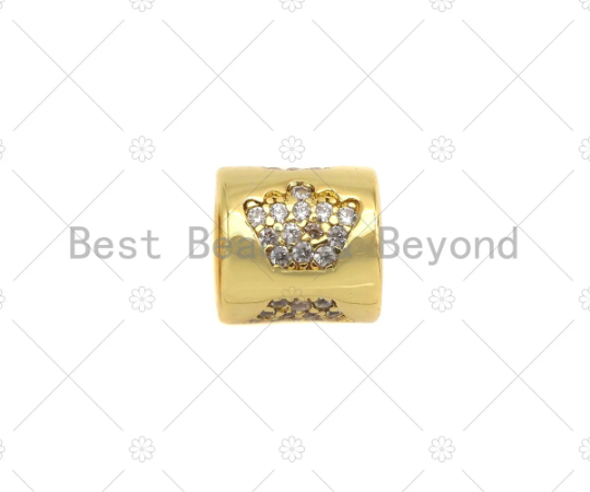CZ Micro Pave Crown On Large Hole Tube spacer Beads,Sku#C122