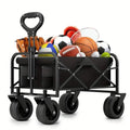 Chariot de transport pliable et robuste pour extérieur, plage ou jardin avec roues tout-terrain à 360°