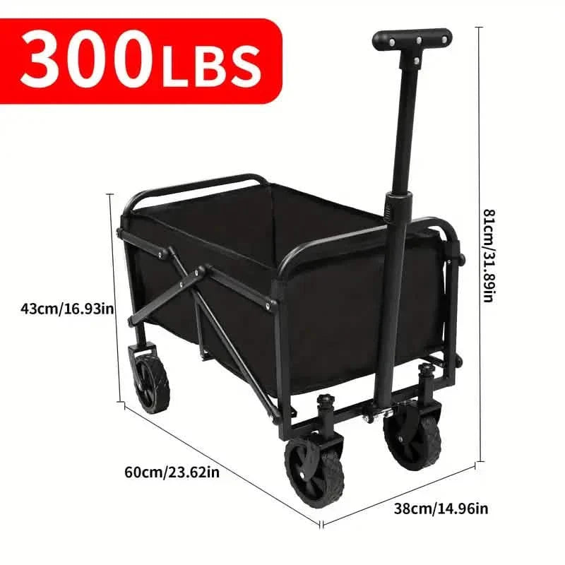 Chariot de transport pliable et robuste pour extérieur, plage ou jardin avec roues tout-terrain à 360°