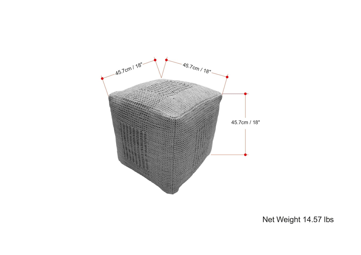 Delilah 18 Inch Wide Square Pouf