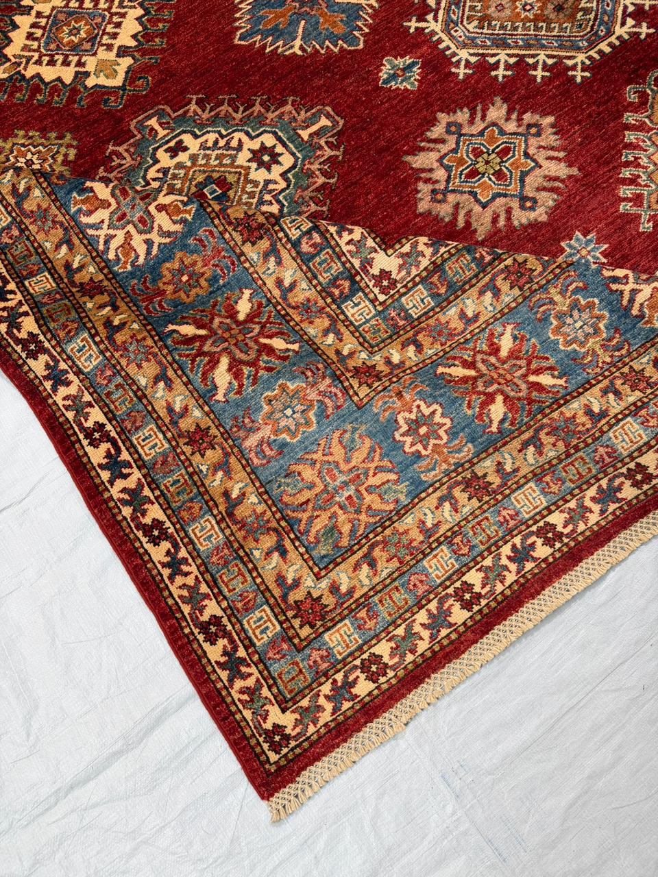 Hand-Knotted Vegetable Dye Kazak Rug from Pakistan,  10' 4" x 13' 5"