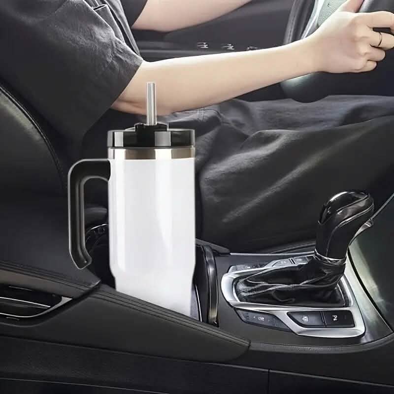 Gobelet de voyage portable de 30,5 oz en acier inoxydable 304 à double vide avec poignée et paille