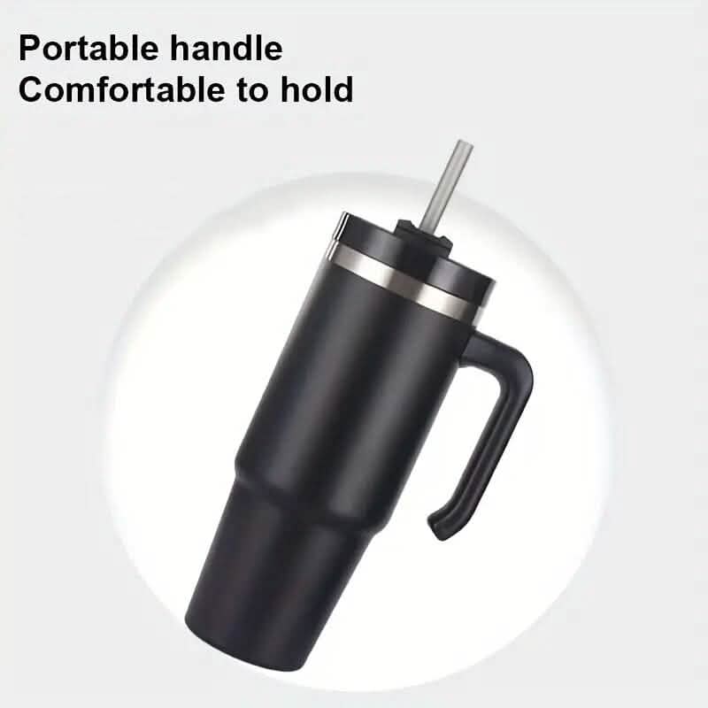 Gobelet de voyage portable de 30,5 oz en acier inoxydable 304 à double vide avec poignée et paille