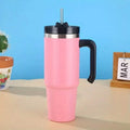 Gobelet de voyage portable de 30,5 oz en acier inoxydable 304 à double vide avec poignée et paille