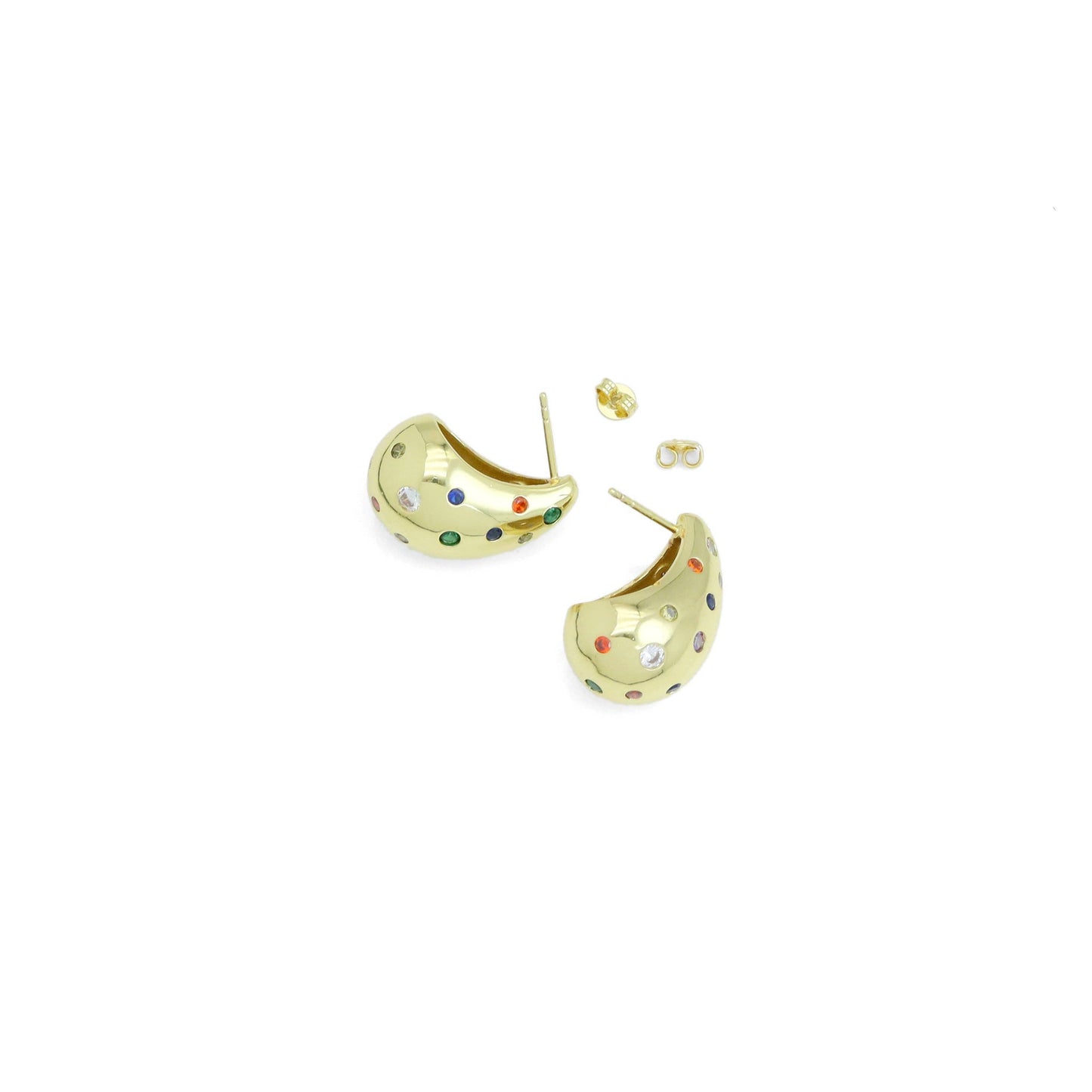 Multicolor Clear CZ  Teardrop Shape Earrings, Sku#A360