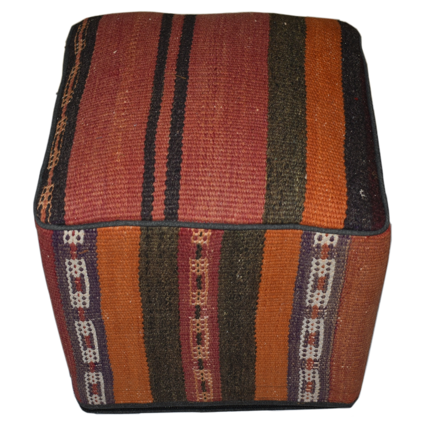 One of a Kind Kilim Rug Pouf Ottoman foot stool - #306