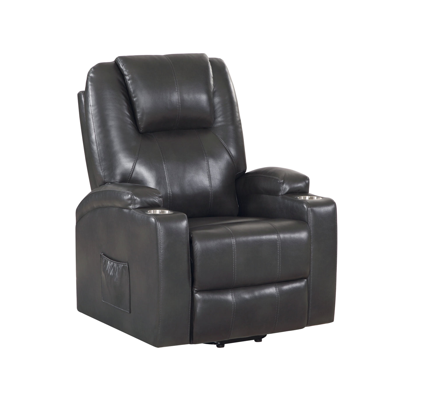 Gunmetal Leather Aire Recliner with Power Lift & Massage