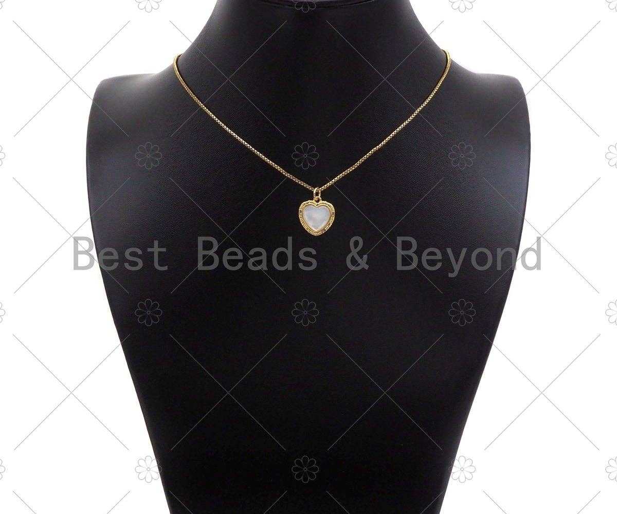 Dainty Mother of Pearl On Heart Shape Pendant/Charm, Bracelet Necklace Natural Mother of Pearl Charm, Heart Pendant Charm, 16x14mm,Sku#L447
