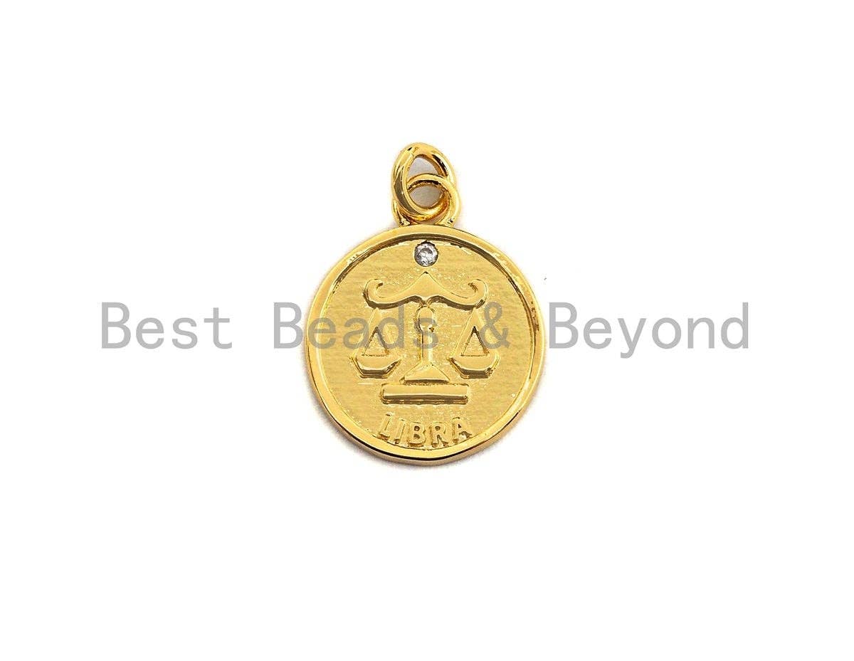 Zodiac Signs On Round Coin Shape Pendant/Charm, Astrology Signs Pendant, tweleve constellations, Sku#Z601