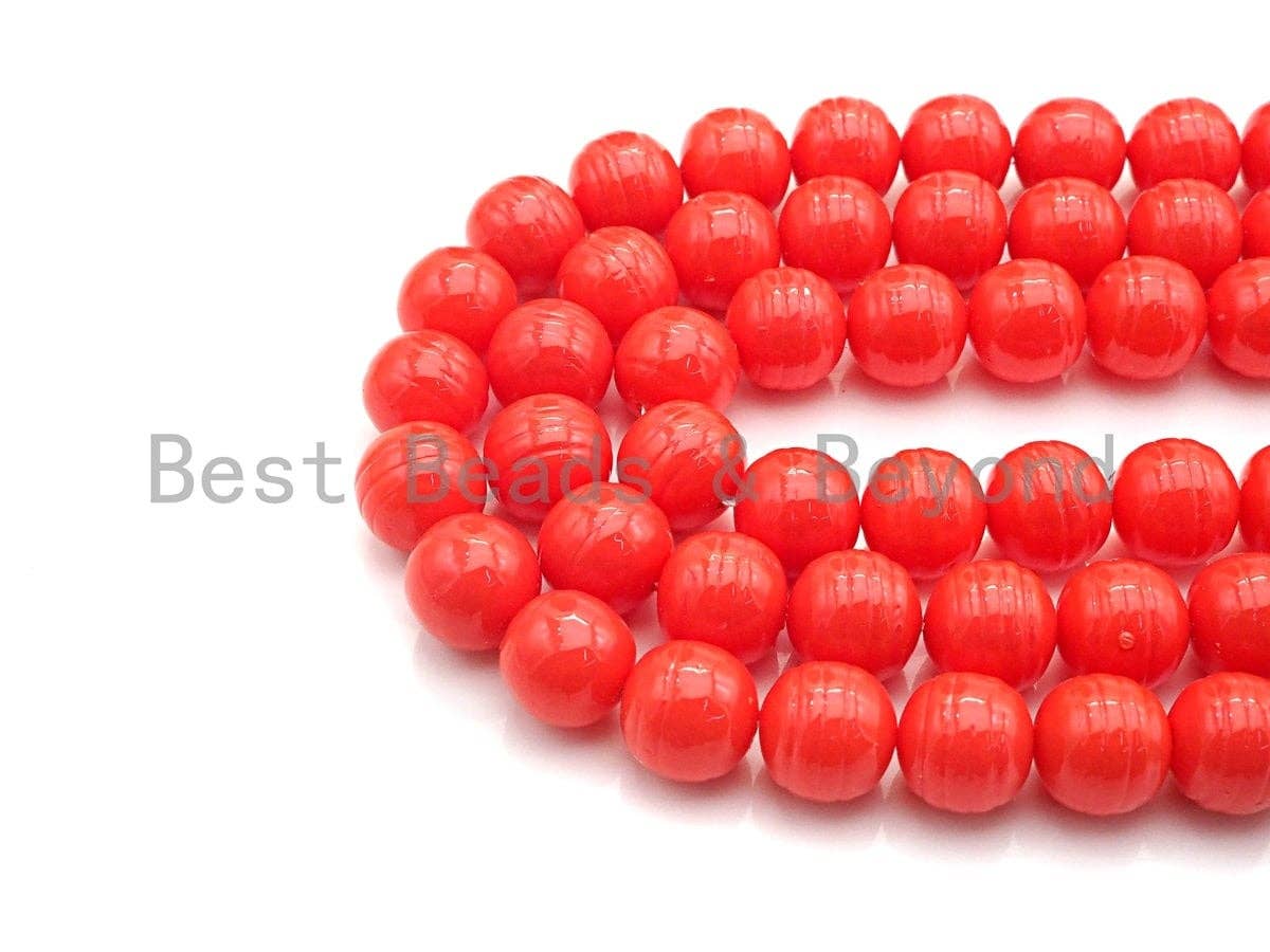 Mother of Pearl Craved Round beads, Orange Mother of Pearl, Black Mother of Pearl, 14mm, sku#T126