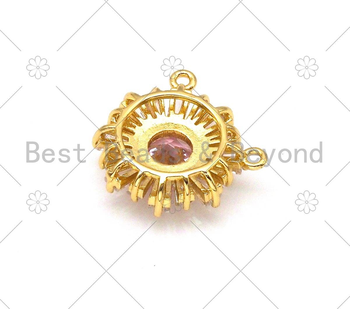 Baguette CZ Micro Pave Sunflower Shape Pendant/Charm, LK392