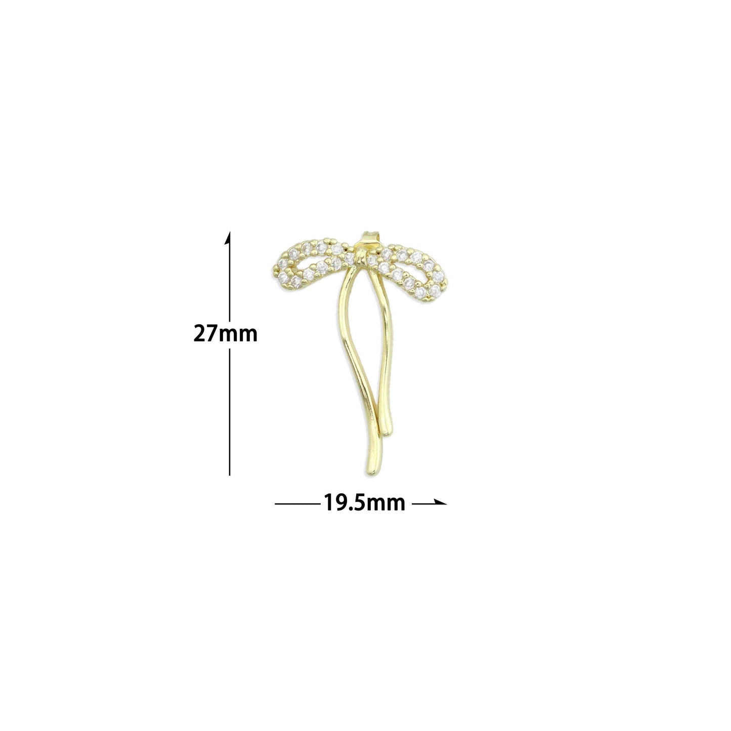 Clear CZ Bowknot Stud Earrings, Sku#LK1218