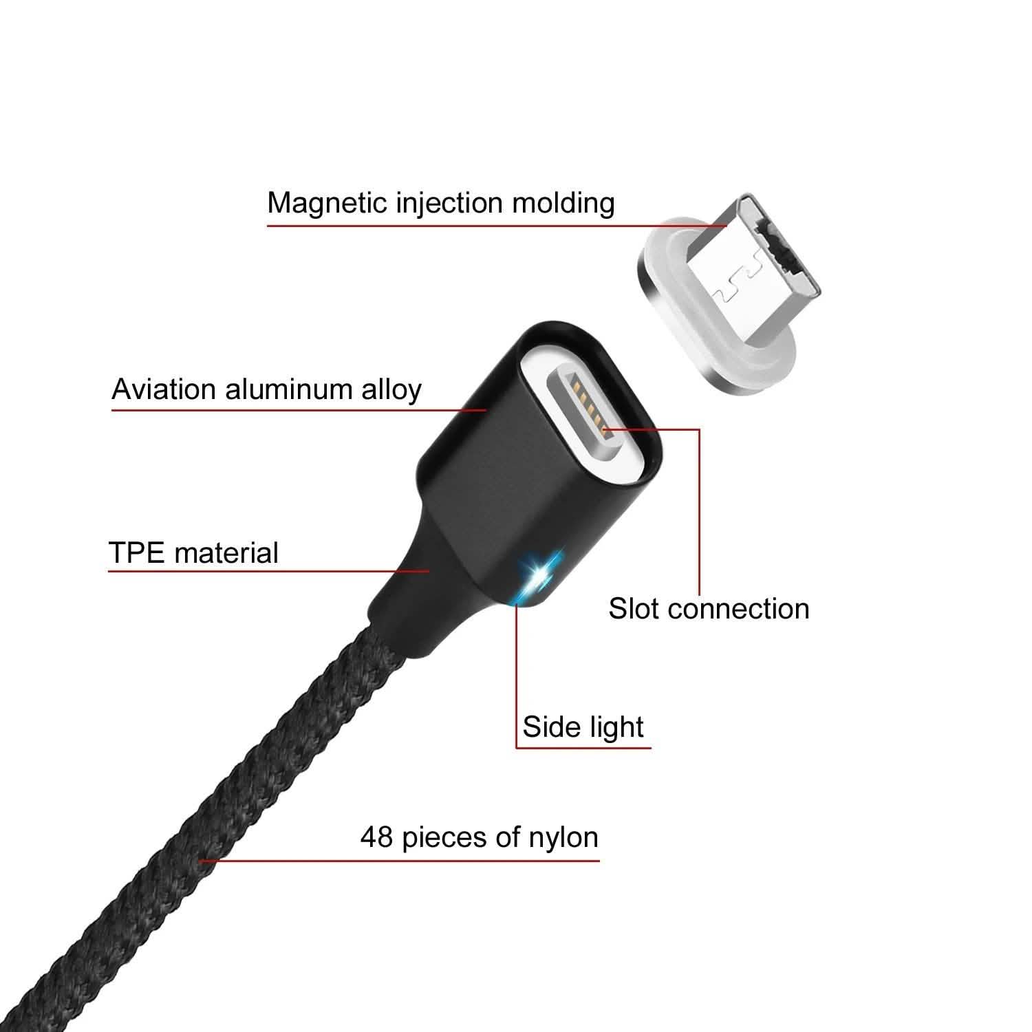 3.0A 磁気マイクロUSB Androidインターフェース高速充電