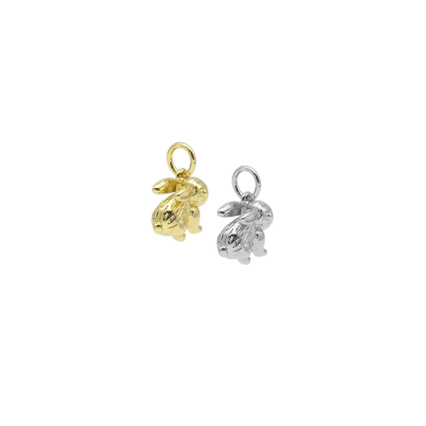 Gold Silver Cute 3D Rabbit Bunny Charm, Sku#Y888