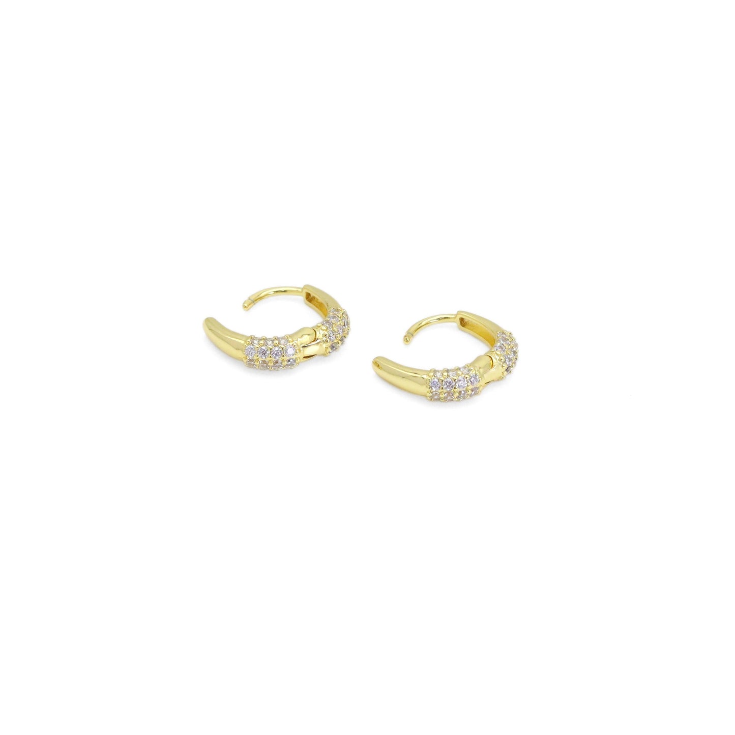 Small CZ Gold Oval Frame Hoop Earrings, Sku#ZX186