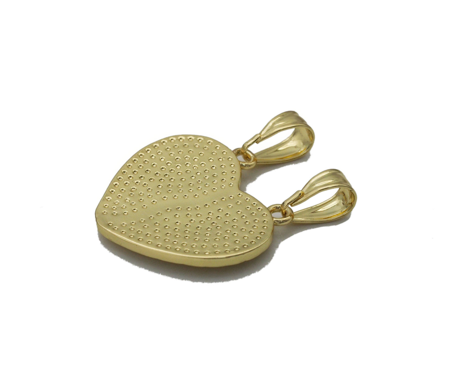 CZ Gold  Virgin Mary Te Amo Medallion Heart Charm, Sku#LK760