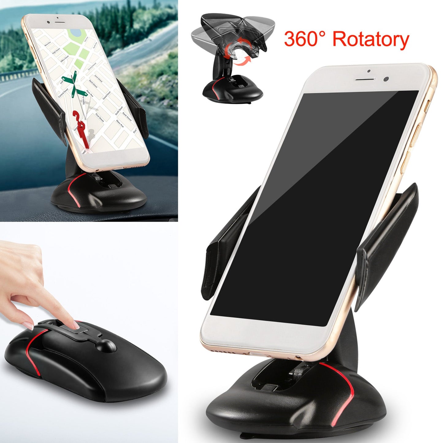 Car Phone Holder with Sticky Gel Pad and Adjustable Arm