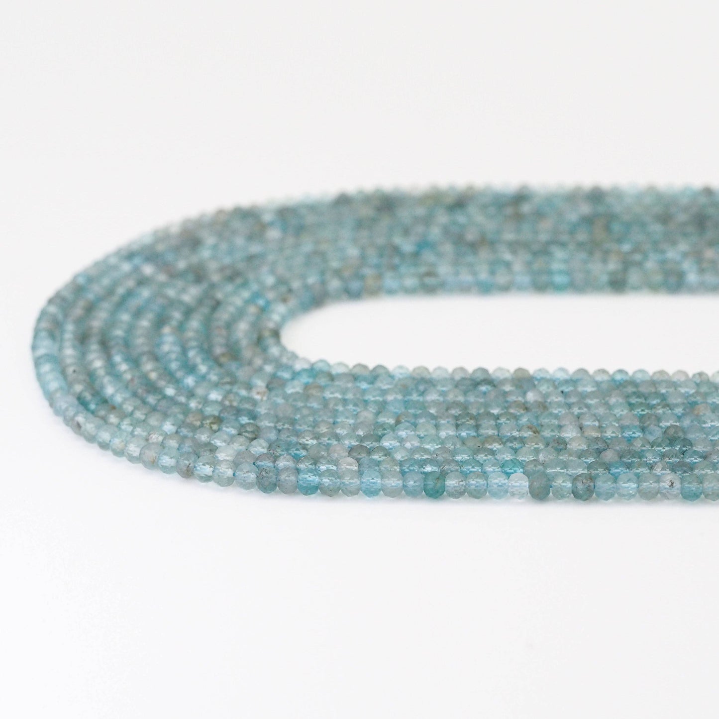 Genuine Blue Apatite Faceted Rondelle Beads, Sku#U1684