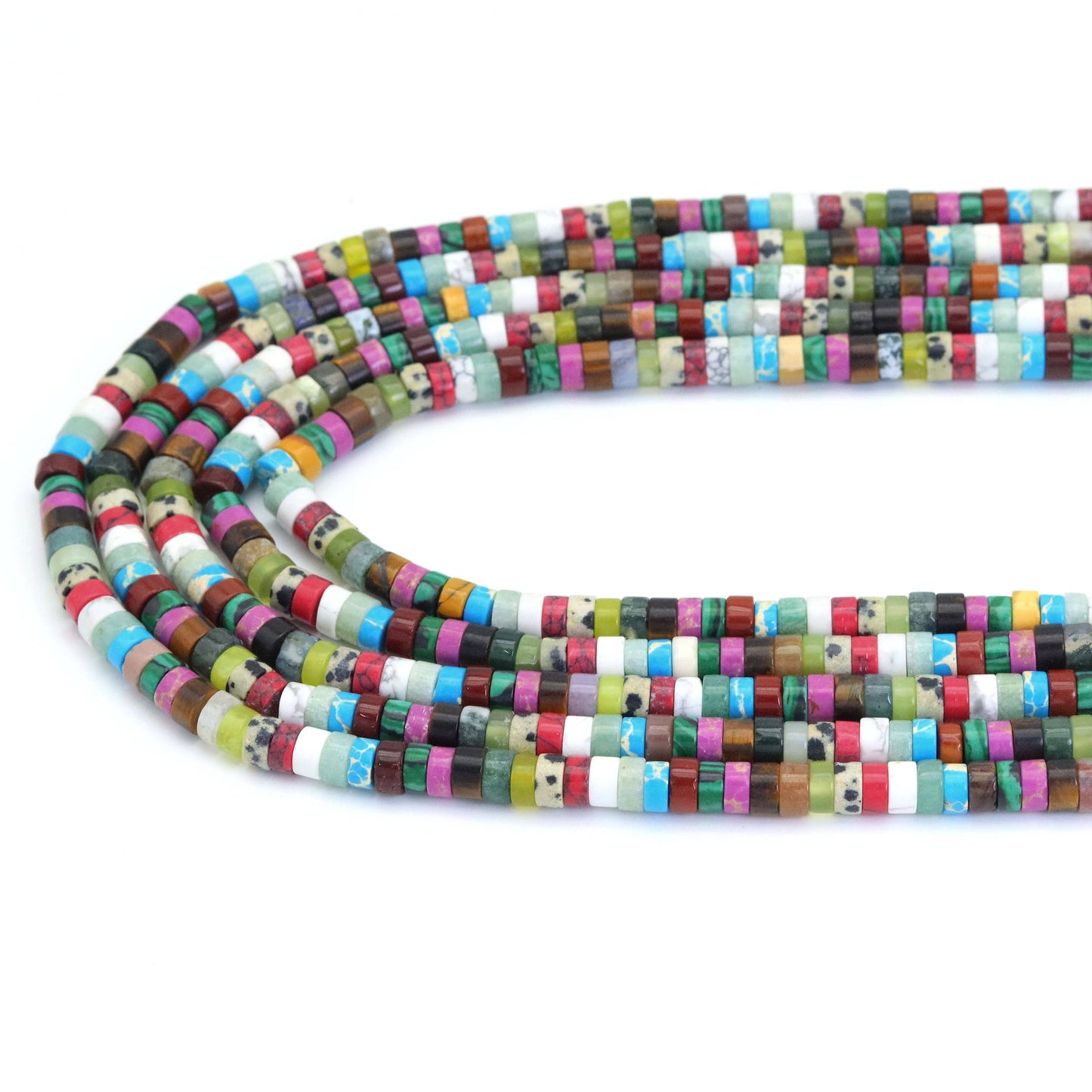 3x6mm Mixed Jade Smooth Heishi Beads, Sku#U1857