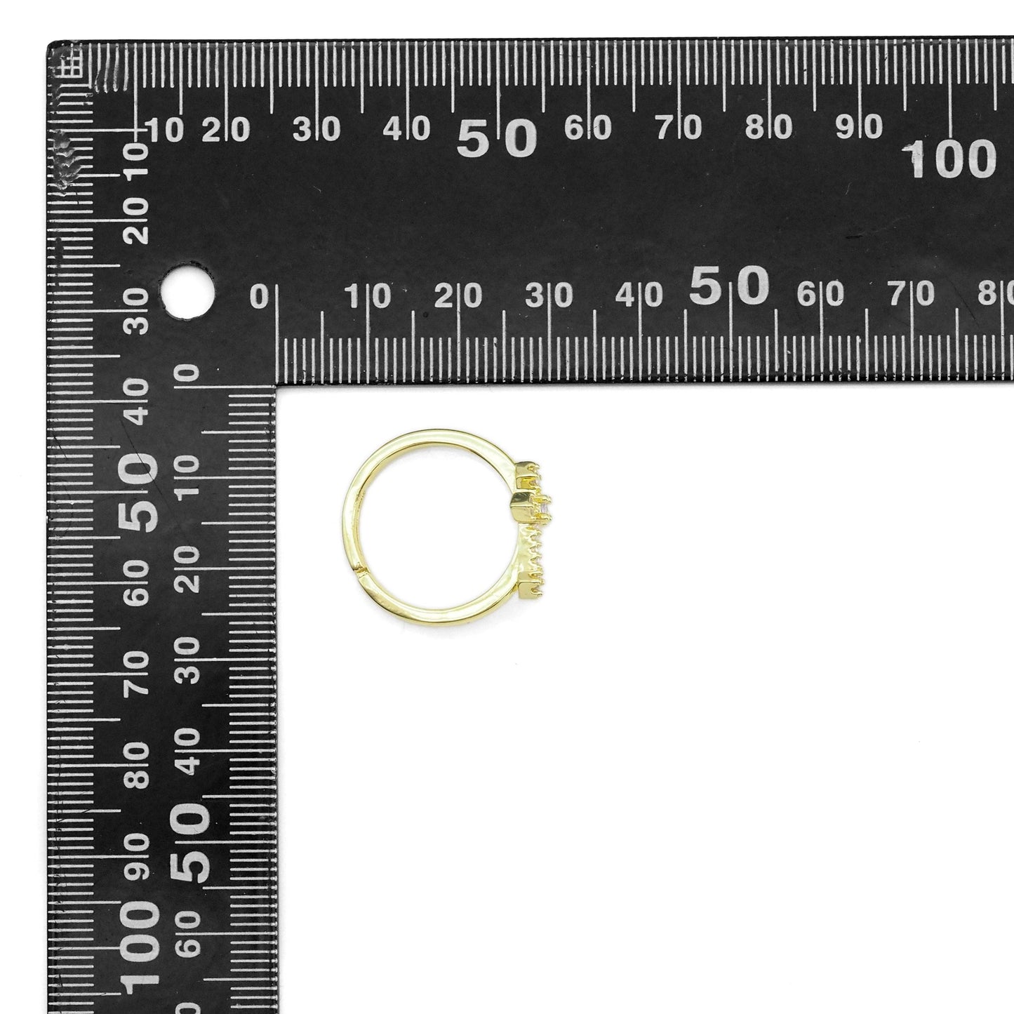 CZ Gold Cross Adjustable Ring, Sku#LX416