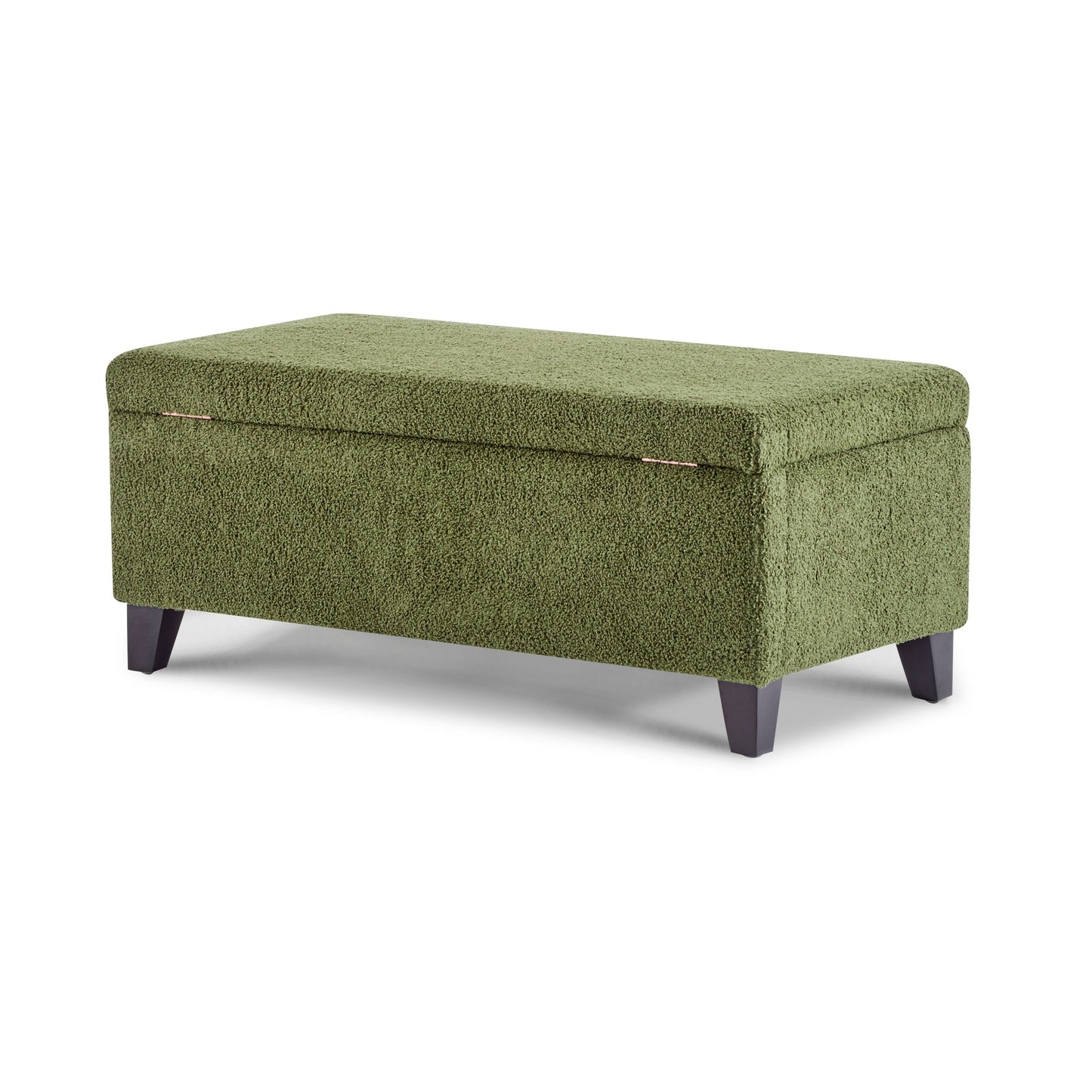 Storage Ottoman with Flip-Top Lid, Easy Assembly, Boucle Fabric & Rubber Wood Legs, Retro