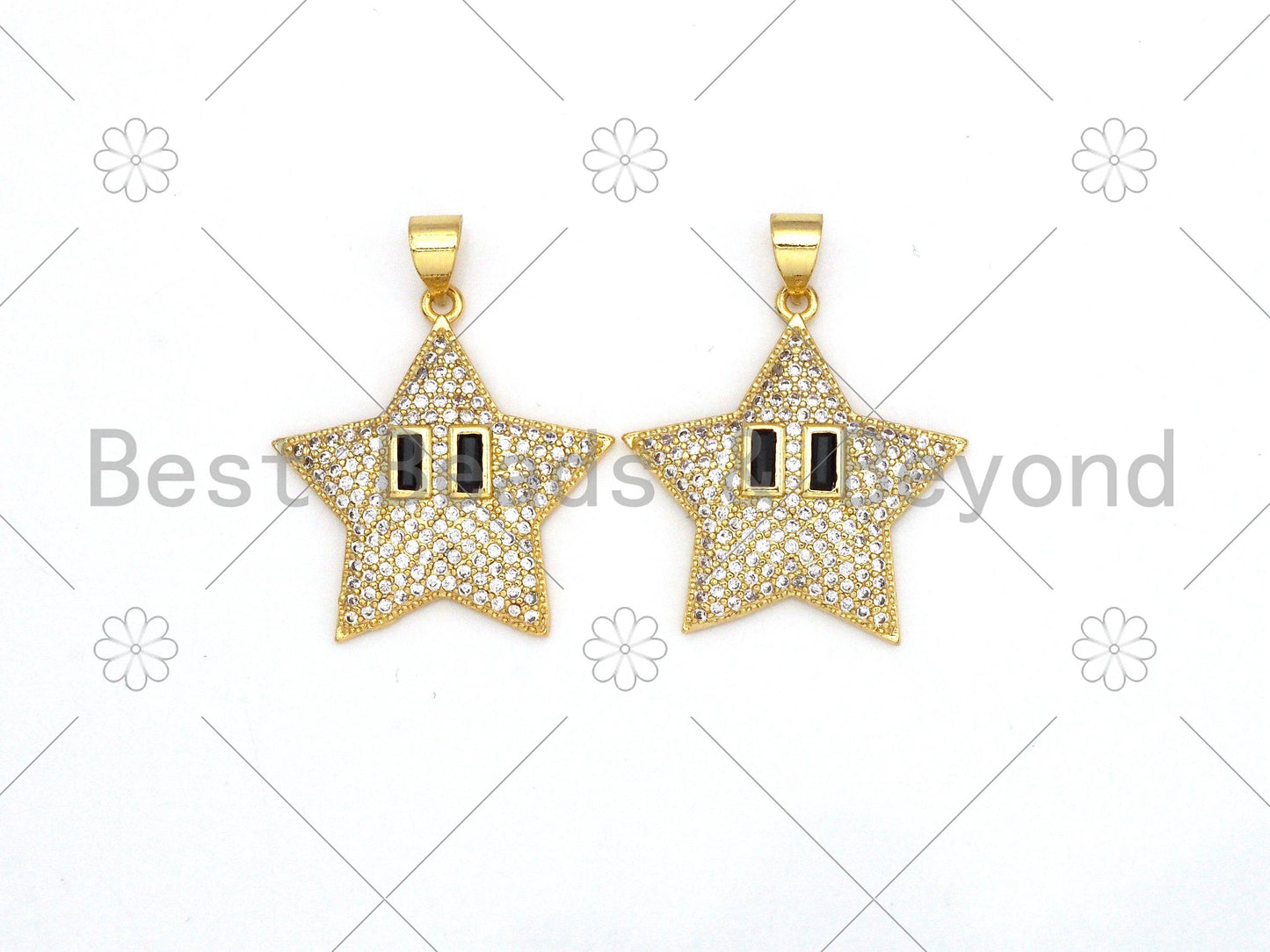 CZ Micro Pave Five Point Star With Eye Shape Pendant/Charm,18K Gold Filled Star Charm, Necklace Bracelet Charm Pendant,21x25mm,Sku#LK379