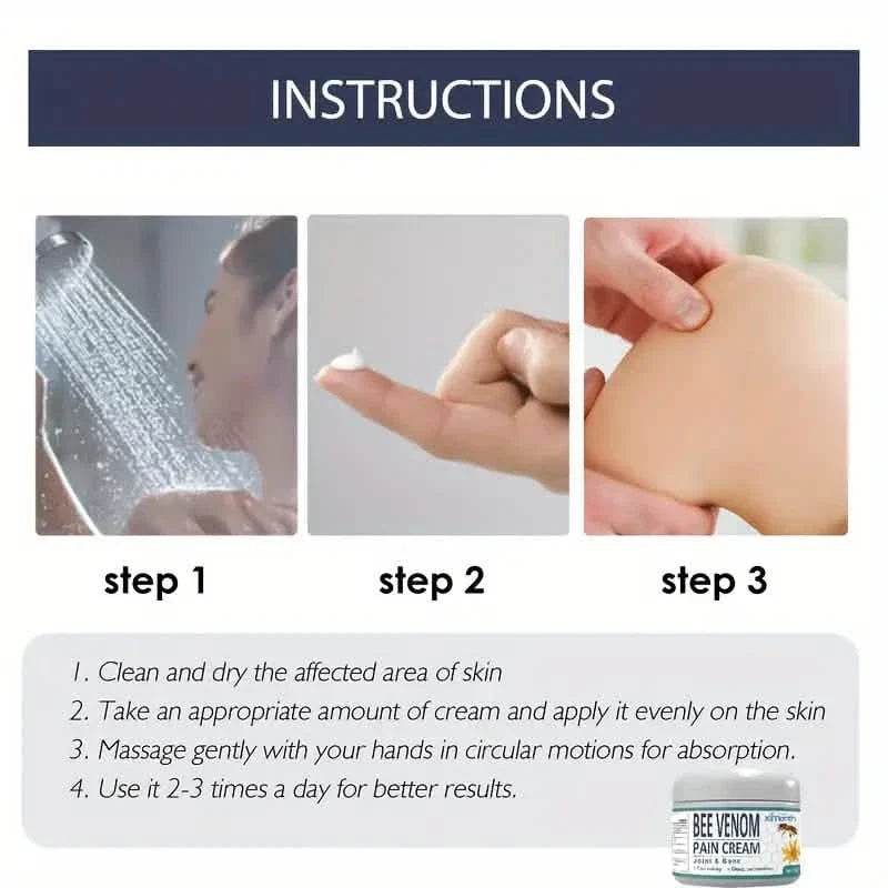 Crème anti-douleur au venin d'abeille pour les douleurs lombaires, de la colonne vertébrale, des mains, des pieds, des articulations, des épaules et du cou