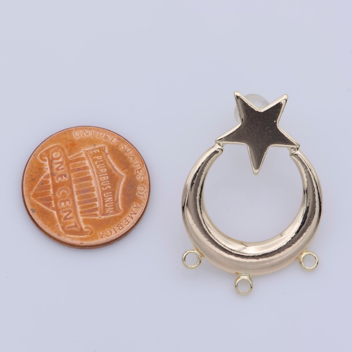 30mm Gold Star Hoop Earring w/ open link for Charm in 24K gold Filled, Lead and Nickel free, Star Stud earring supply Component K-266