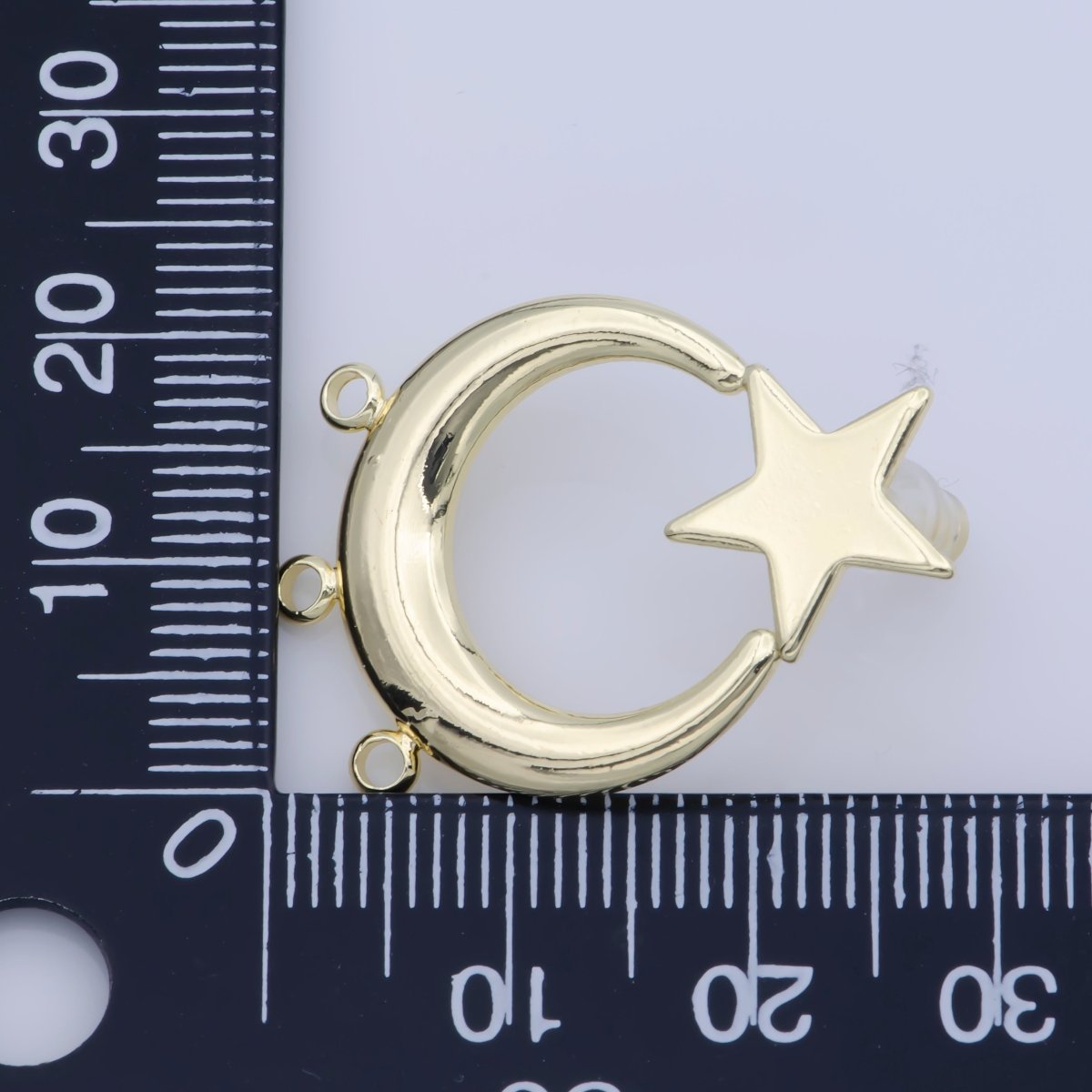 30mm Gold Star Hoop Earring w/ open link for Charm in 24K gold Filled, Lead and Nickel free, Star Stud earring supply Component K-266