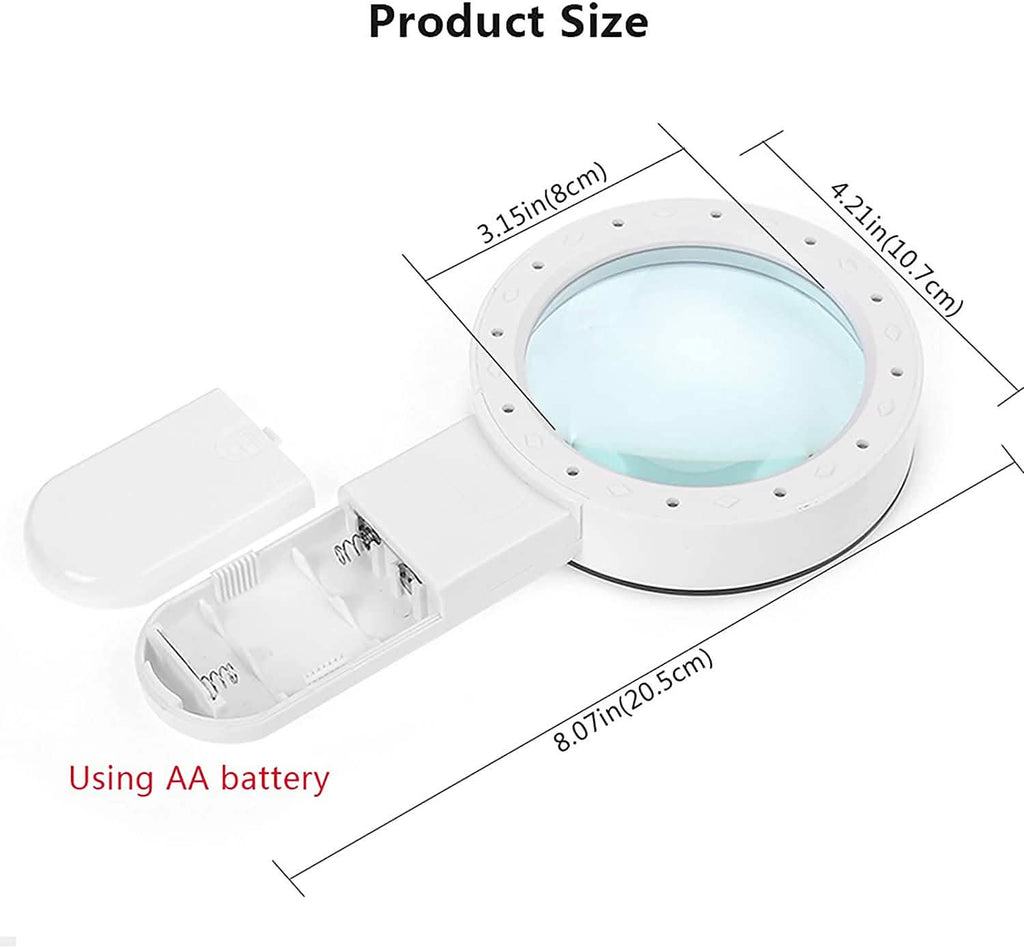 30倍手持ち大型拡大鏡 12LED照明付きライト付きルーペ