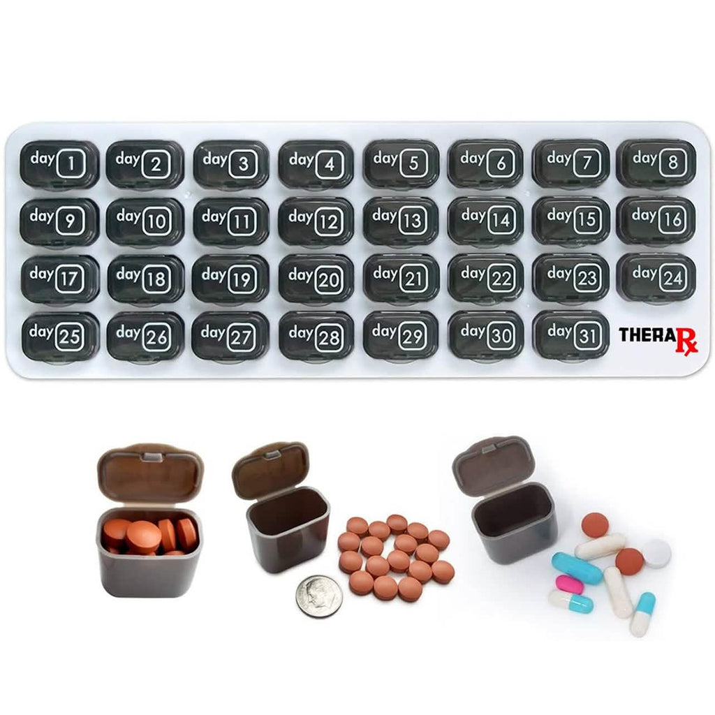 31 Day Monthly Pill And Vitamin Organizer With Large Removable Pods
