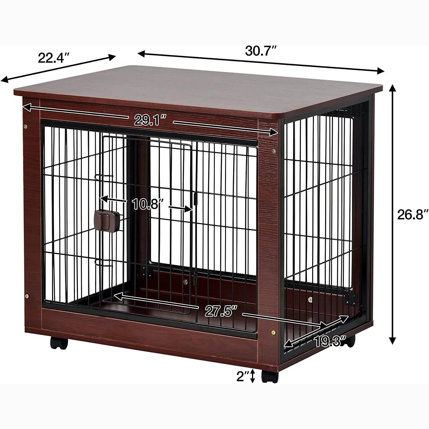 31インチ 家具スタイル ペット犬用クレートケージ 木製構造