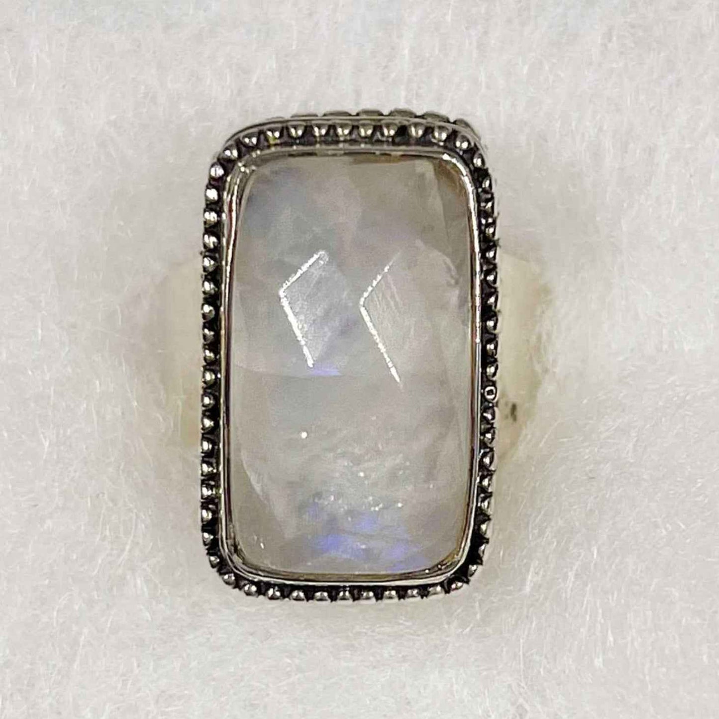 Rainbow Moonstone Ring Size 8 Stand Out