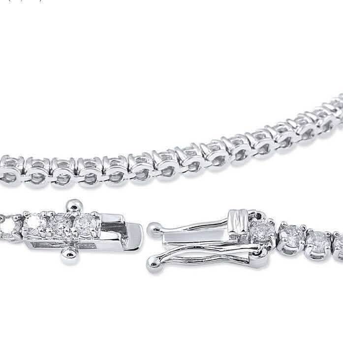 Bracelet tennis avec diamants ronds de 3,15 carats en or blanc 14 carats