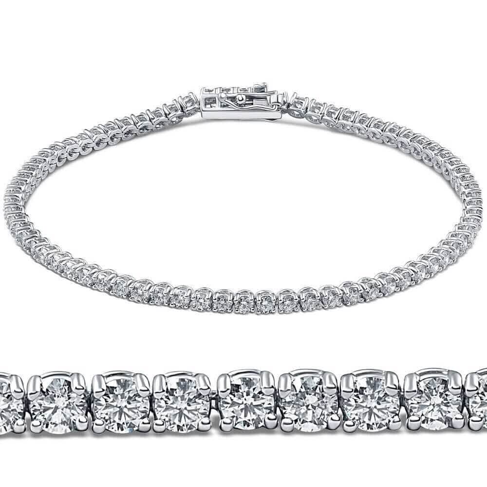 Bracelet tennis avec diamants ronds de 3,15 carats en or blanc 14 carats