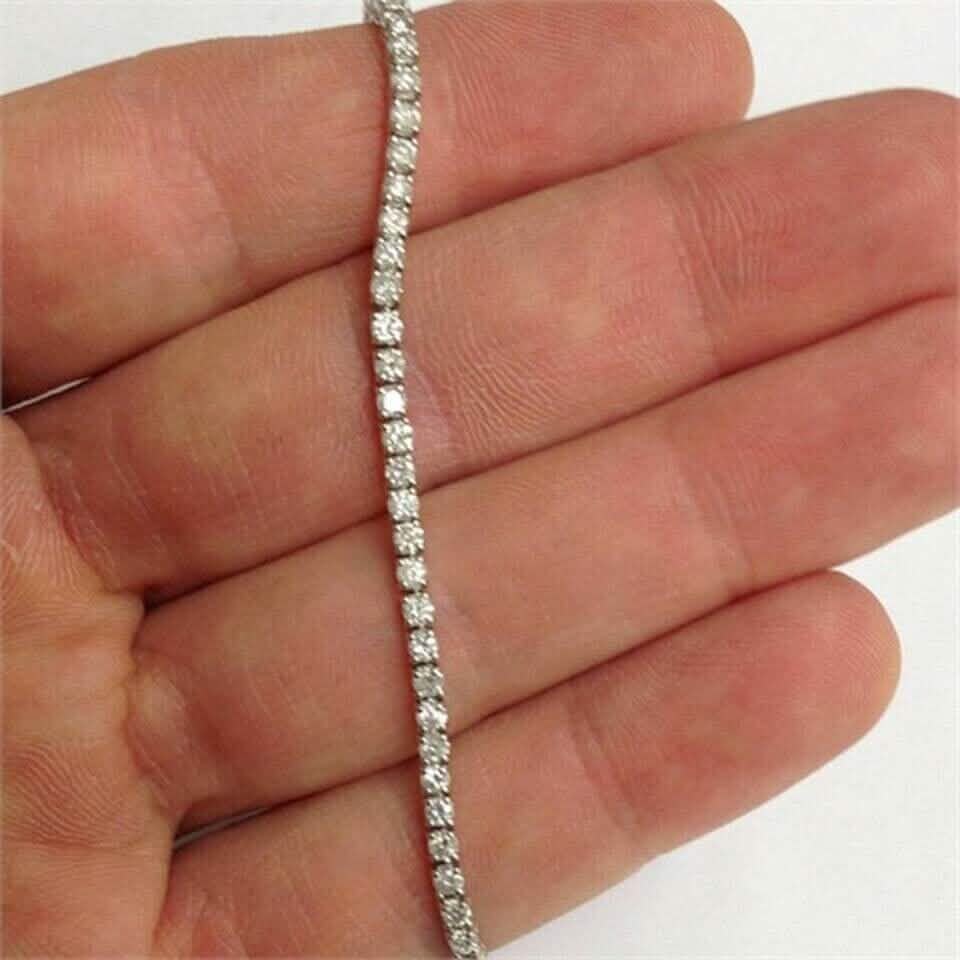 Bracelet tennis avec diamants ronds de 3,15 carats en or blanc 14 carats
