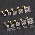 Boucles d'oreilles clous carrées en acier inoxydable 316 avec oxydes de zirconium