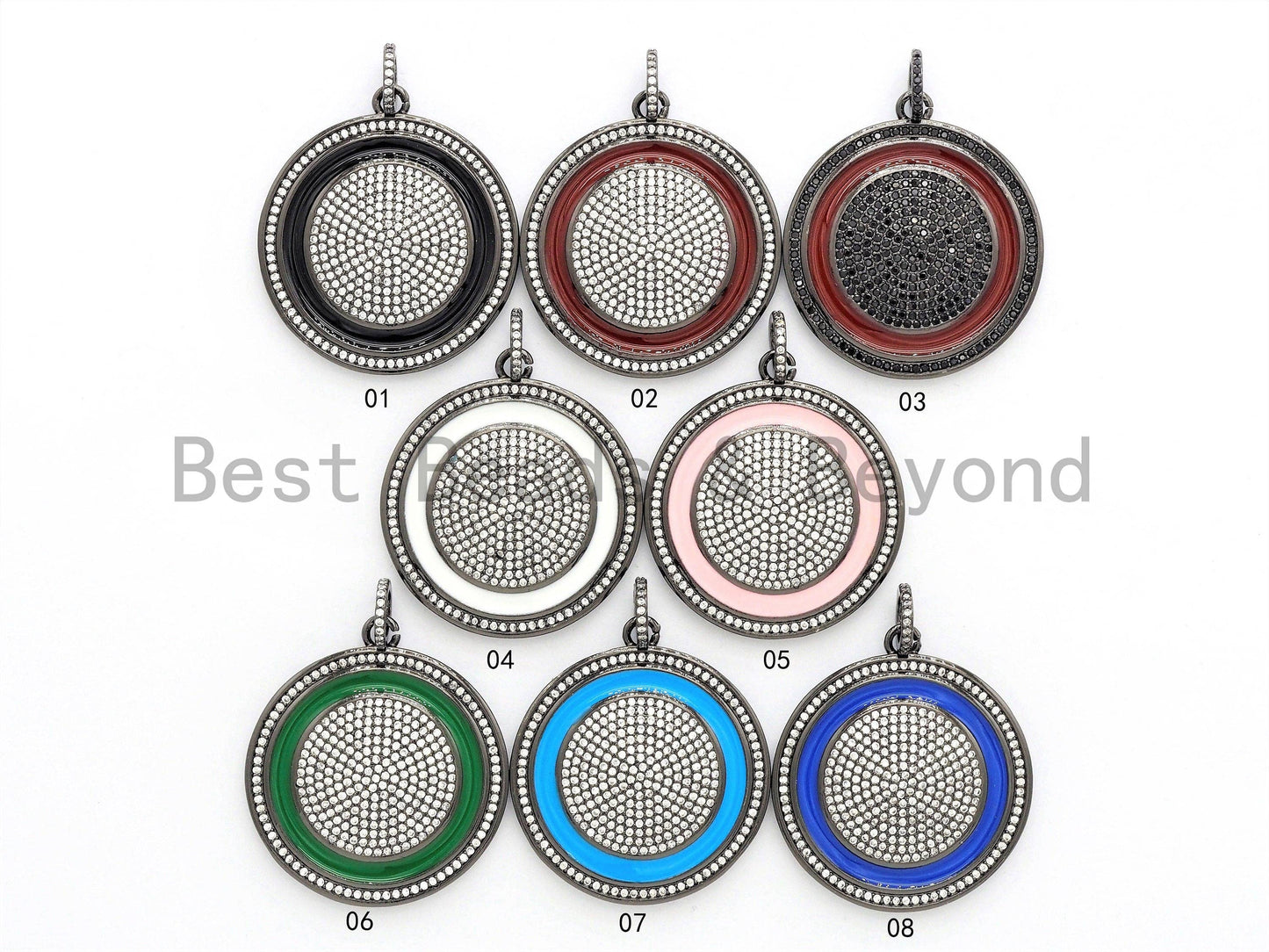35mm LARGE Enamel Colorful Round CZ Pave Focal Pendant,CZ Micro Pave Oil Drop Round pendant,Enamel pendant,Enamel Jewelry,sku#F596
