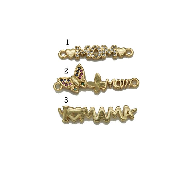 CZ Gold Mama connector, Sku#J150